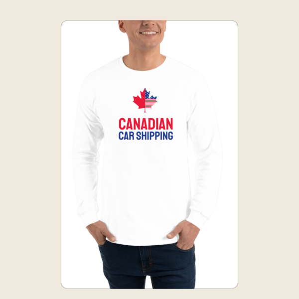Canadian Car Shipping White Long Sleeve Tee – Branded with Logo & “Let’s Get Loaded!”